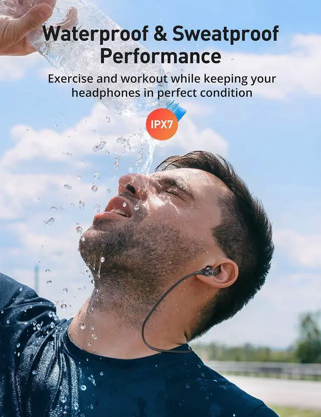 Alt view image 4 of 5 - Hsoipn Wireless Headphones, Bluetooth 5.2 Stereo aptX Wireless Earbuds Bass Bluetooth Earbuds Bulit-in Mic with 16H Playtime, Magnetic, IPX7 Waterproof Perfect for Sport, Gym, Normal, Da