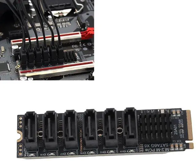 Alt view image 5 of 5 - SUNGOOYUE M.2 to SATA3.0 Adapter Card, 6Gbps High Speed ASM1166 M.2 PCIE to SATA Expansion Card with Smart Indicator for OS X, for for Linux