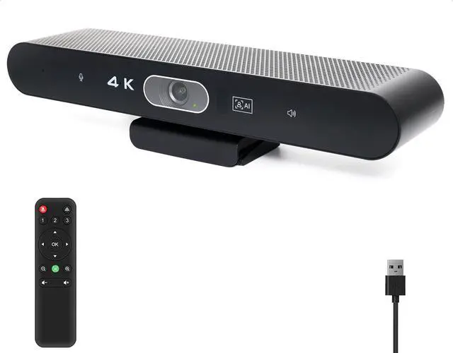 Main image of PolaTab Conference Room Camera, All-in-One 4K Webcam with Microphone and Speaker, AI Tracking and Auto Framing, Wide Angle of View, Plug and Play USB Webcam for PC, Mac, Meetings, Teams, Zoom & Webex