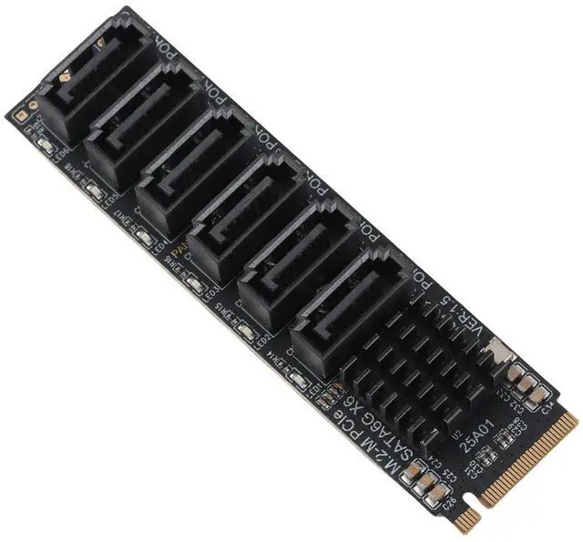 Alt view image 4 of 5 - SUNGOOYUE M.2 to SATA3.0 Adapter Card, 6Gbps High Speed ASM1166 M.2 PCIE to SATA Expansion Card with Smart Indicator for OS X, for for Linux