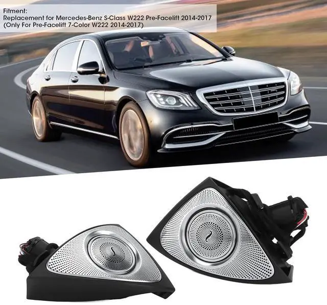 Alt view image 2 of 5 - Car Audio Tweeters with LED Ambient Lighting Kit 7 Color 3D Rotating Tweeter Replacement for ? S-Class W222 Pre-Facelift 2014-2017