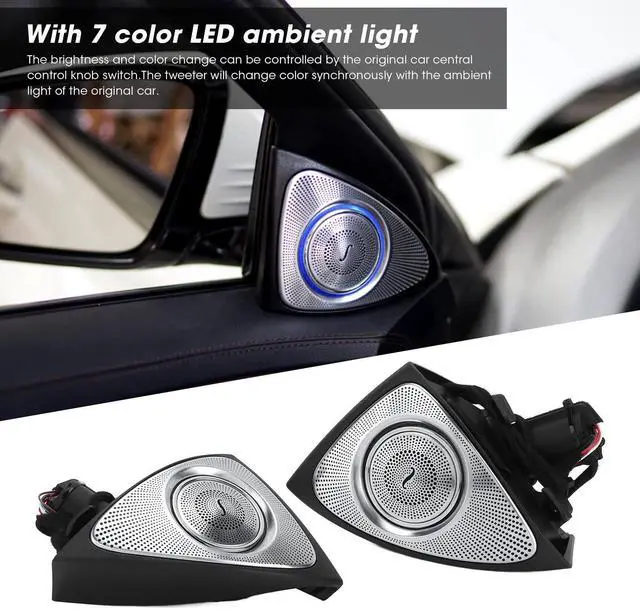 Alt view image 3 of 5 - Car Audio Tweeters with LED Ambient Lighting Kit 7 Color 3D Rotating Tweeter Replacement for ? S-Class W222 Pre-Facelift 2014-2017