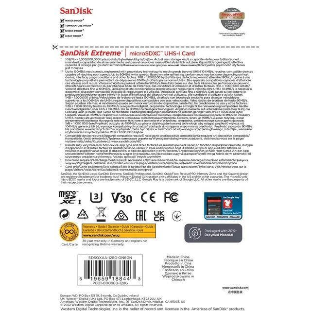 Alt view image 5 of 5 - SanDisk 128GB Extreme microSDXC Card for Mobile Gaming, up to 190MB/s, with A2 App Performance, UHS-I, Class 10, U3, V30