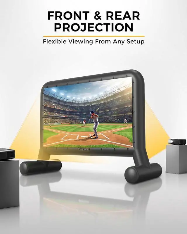 Alt view image 3 of 5 - SPORTSWIN 14 FT Inflatable Outdoor Movie Screen, Blow Up Projector Screen Outdoor with Air Blower, Movie Screens for Backyard with One Piece Design, Front & Rear Projection, Easy Set Up