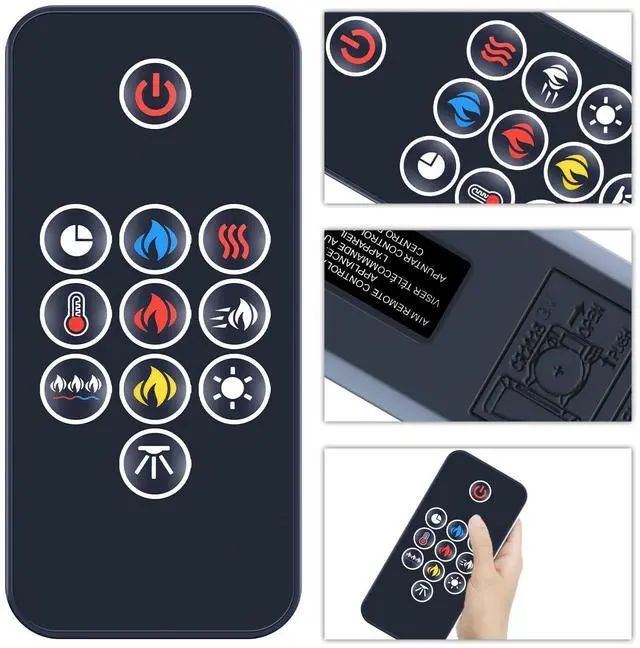 Alt view image 3 of 5 - SJUIF Replacement Remote Control for Napoleon Electric Fireplace W190-0136-SER NEFVC32H NEFVC38H NEFB50H-SV NEFB60H-SV NEFP32-5019W