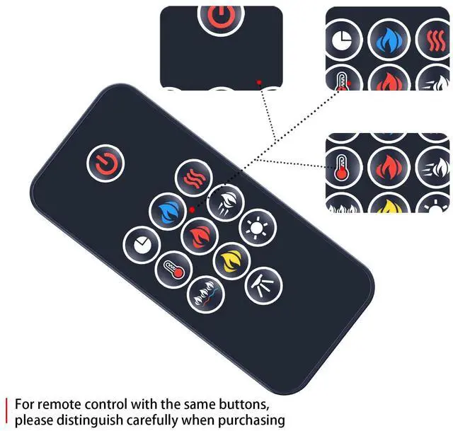 Alt view image 5 of 5 - SJUIF Replacement Remote Control for Napoleon Electric Fireplace W190-0136-SER NEFVC32H NEFVC38H NEFB50H-SV NEFB60H-SV NEFP32-5019W