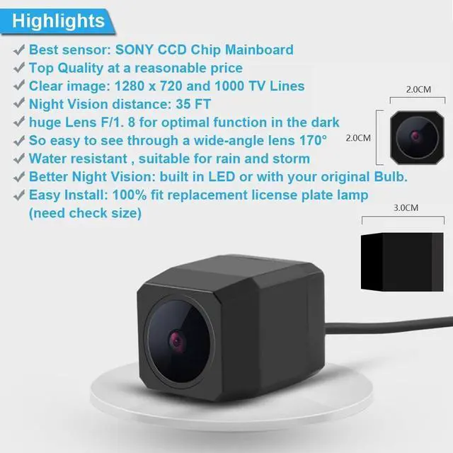 Alt view image 4 of 5 - Navinio Backup Camera for Car, Waterproof Rear-View License Plate Car Rear Reverse Parking Camera for Prius from 2012
