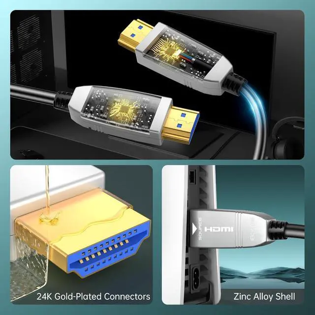 Alt view image 2 of 5 - FeizLink 4K Fiber Optic HDMI Cable 25ft, 4K 60Hz 18Gbps HDR10 HDCP2.3 3D Slim Flexible HDMI 2.0 Cable for HDTV/TVbox/Gaming Box/Projector