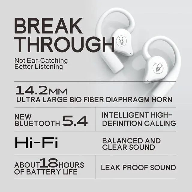 Alt view image 3 of 5 - ICESOMNUS Sabbat Q12 Jurassic-Themed Open-Ear Bluetooth 5.4 Headphones, Ear-Hook Wireless Earbuds, Non-in-Ear Sport Running Earphones, High-Fidelity Sound, Noise Cancelling, 2026 (Sprouting Gre