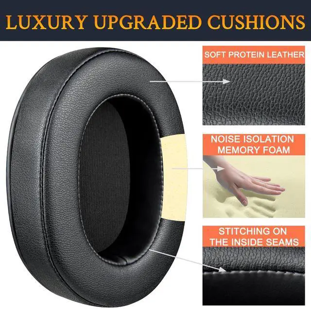 Alt view image 4 of 5 - SOULWIT Earpads Replacement for Sony MDR-M1 Professional Reference Closed Monitor Headphones, Ear Pads Cushions with Soft Protein Leather and High-Density Memory Foam - Black