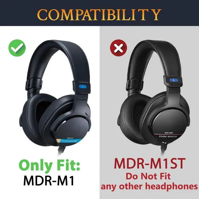 Alt view image 2 of 5 - SOULWIT Earpads Replacement for Sony MDR-M1 Professional Reference Closed Monitor Headphones, Ear Pads Cushions with Soft Protein Leather and High-Density Memory Foam - Black