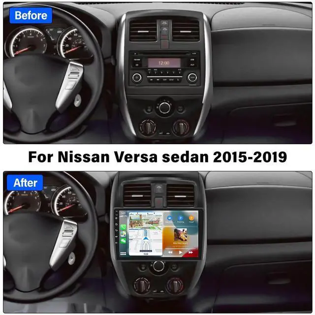Alt view image 2 of 5 - Android 15 4-Core+64G Car Stereo for Nissan Versa Sedan 2015-2019 Radio Wireless Carplay Android Auto, 10.1 Touchscreen Car Radio GPS Navigation/Mirror Link/Bluetooth EQ/FM/RDS Radio+Backup Cam