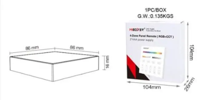 Alt view image 4 of 5 - Miboxer B4 4-Zone Panel Remote RGB+CCT (Black)