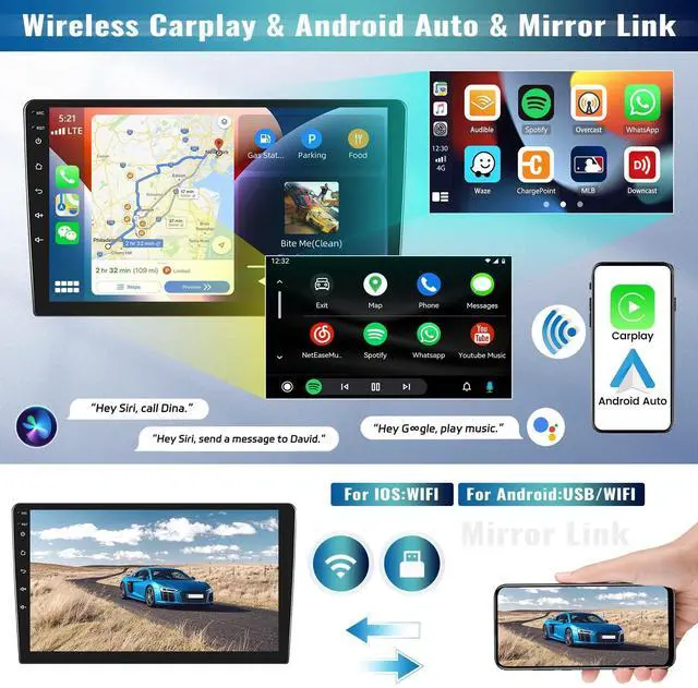 Alt view image 3 of 5 - Android 15 4-Core+64G Car Stereo for Nissan Versa Sedan 2015-2019 Radio Wireless Carplay Android Auto, 10.1 Touchscreen Car Radio GPS Navigation/Mirror Link/Bluetooth EQ/FM/RDS Radio+Backup Cam