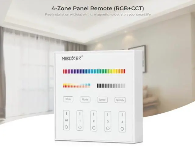 Alt view image 5 of 5 - Miboxer B4 4-Zone Panel Remote RGB+CCT (Black)