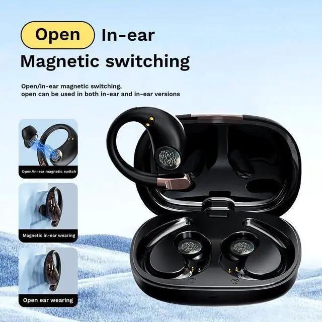 Alt view image 2 of 4 - ZKBSIAXD 2-in-1 Magnetic Detachable Wireless Earbuds, Open Ear/in-Ear Bluetooth 6.0 Headphones, 48H Playtime, Directional Sound Technology, Touch Contro- Black
