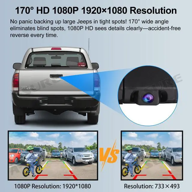 Alt view image 3 of 5 - ASURE Tailgate Handle Backup Camera for Toyota Tacoma 2005-2015 - 1080P HD Rear View Camera, 170 Wide Angle, Starlight Night Vision, IP68 Waterproof, OEM Replacement Tailgate Camera, RCA Compatible