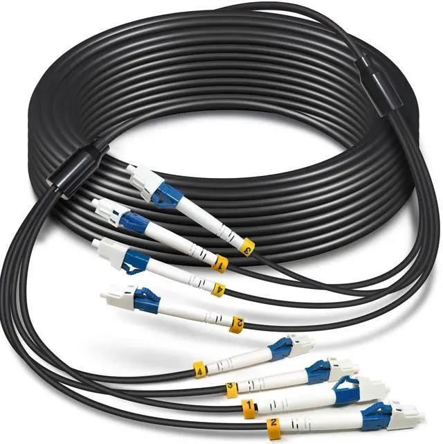 Main image of 5 Meters 4 Core Industrial TPU LC to LC Outdoor Armored Fiber Optic Cable, 4 Strands OS2 Single Mode Patch Cord with LC Connectors, 9/125um, OD-5mm, Direct Burial LC-LC