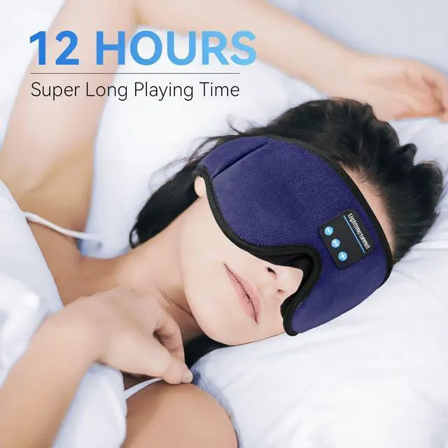 Alt view image 2 of 5 - Sleep Headphones, 3D Bluetooth Sleep Mask, LIGHTIMETUNNEL Washable Sleeping Headphones with Ultra Thin Stereo Speakers Microphone Hands Free for Insomnia Travel Blue Color