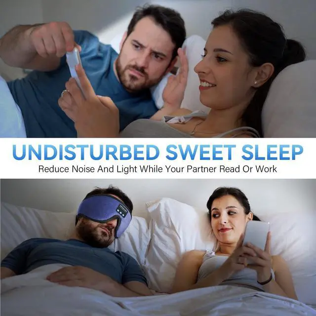 Alt view image 5 of 5 - Sleep Headphones, 3D Bluetooth Sleep Mask, LIGHTIMETUNNEL Washable Sleeping Headphones with Ultra Thin Stereo Speakers Microphone Hands Free for Insomnia Travel Blue Color