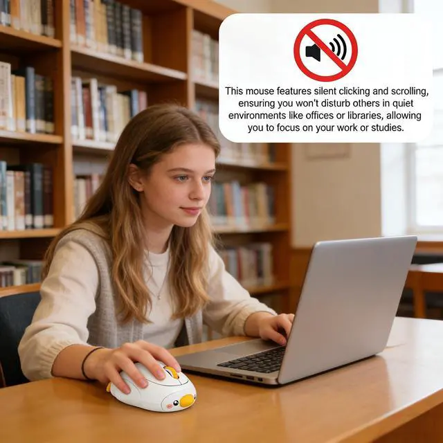 Alt view image 3 of 5 - Justdfine Cute White Duck Wireless Mouse, Bluetooth 2.4G Dual Mode, Rechargeable Silent Mouse, Connect 3 Devices, High Precision Animal Design, Compatible with Laptop PC iOS Android Windows