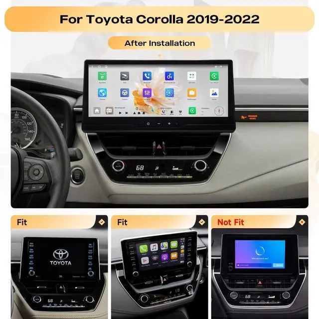 Alt view image 2 of 5 - Firstnav 8+256GB Car Radio for Toyota Corolla 2019-2022, 12.3" 1920720P QLED Touchscreen, Android 13, Wireless CarPlay/Android Auto, 8-Core, Bluetooth 5.0, 5G WiFi/4G LTE