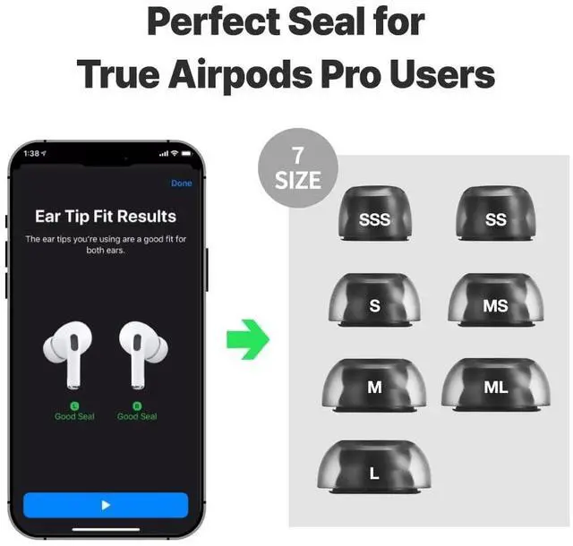 Alt view image 5 of 5 - AZLA Crystal for Airpods Pro 1st & 2nd Gen (M) Airpod Pro Ear Tip Replacement Airpod Pro Tips with Premium Silicone
