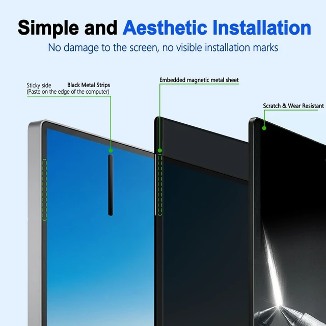 Alt view image 3 of 5 - Pozlle 2 Pack Magnetic Privacy Screen for 23.8 Inch 16:9 Computer Monitor
