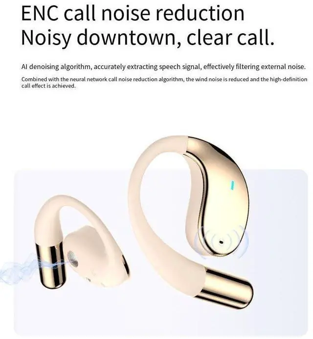 Alt view image 5 of 5 - Open Ear Headphones with AI Smart Translation Bluetooth 5.4 Headset Wireless Sports Earbuds,ENC Call Noise Cancellation,HIFI Stereo,8H Playtime IPX5 Waterproof Earphone for Sports,Driving,Black