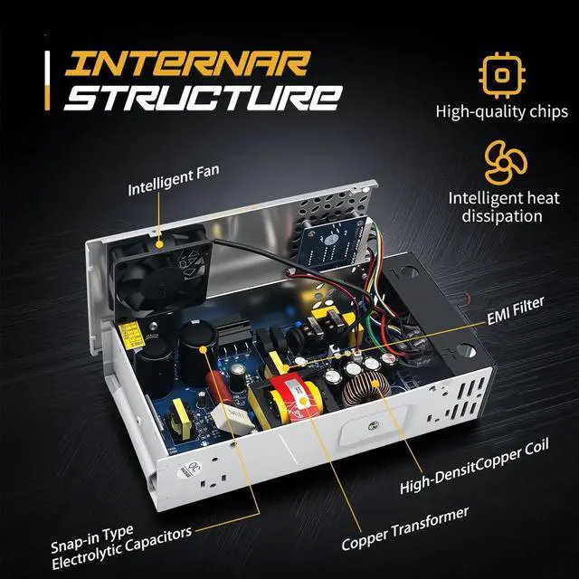 Alt view image 5 of 5 - New Version AC to DC Converter 0-60V 500W Digital Display Power Supply,SMPS 110V/120V to 0-60V 0-8.3A Adjustable Voltage Current Converter Switching DC Transformer Driver Adapter(DC0-60V/0-8.3A/500W)