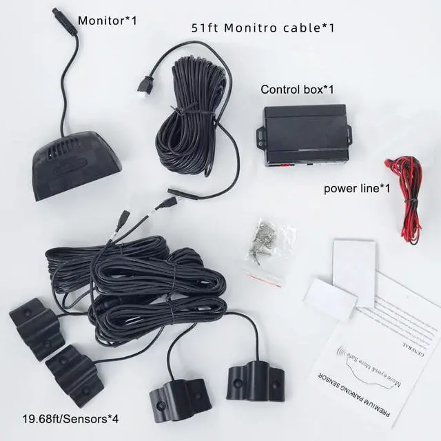 Alt view image 3 of 5 - Parktronic 4 Parking Sensor Kit Backup Radar System 24V Distance Detection LCD Sound Warning for Truck Trailer Pickups RV Lorry Van