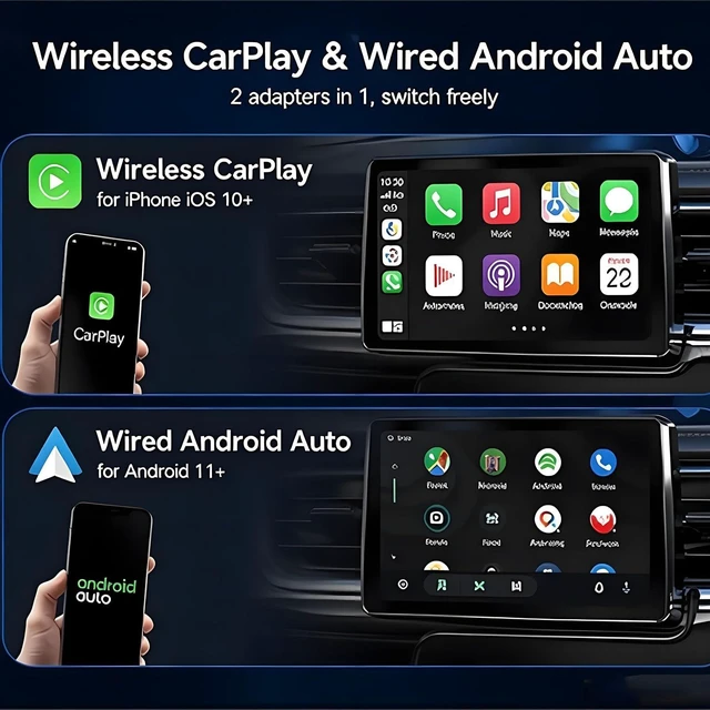 Alt view image 2 of 5 - YSUNZIA 2-in-1 Wireless CarPlay Adapter for iPhone iOS 10+ 2026 Updated, USB-A/Type-C Wired to Wireless CarPlay Dongle with Android Auto Support, Auto Reconnect CarPlay Adapter for Cars