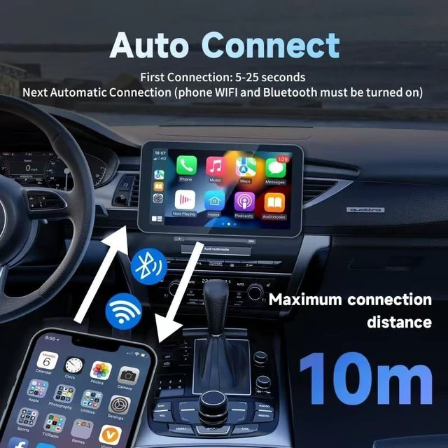Alt view image 5 of 5 - YSUNZIA 2-in-1 Wireless CarPlay Adapter for iPhone iOS 10+ 2026 Updated, USB-A/Type-C Wired to Wireless CarPlay Dongle with Android Auto Support, Auto Reconnect CarPlay Adapter for Cars