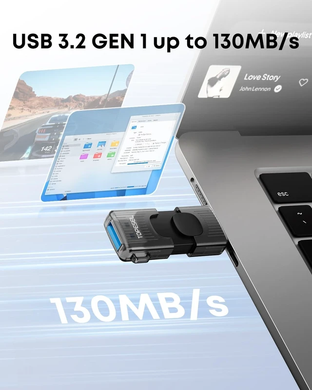 Alt view image 2 of 5 - TOPESEL 256GB USB C Flash Drive USB 3.0 2-in-1 Thumb Drive Type C Memory Stick for iPhone 15/16/17 Smart TV Car Audio Smartphone Tablet (Black)