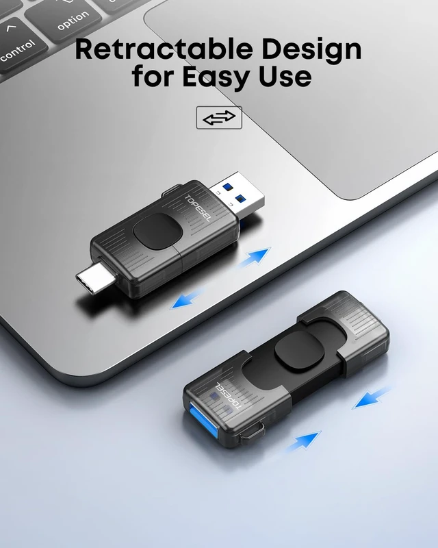Alt view image 4 of 5 - TOPESEL 256GB USB C Flash Drive USB 3.0 2-in-1 Thumb Drive Type C Memory Stick for iPhone 15/16/17 Smart TV Car Audio Smartphone Tablet (Black)