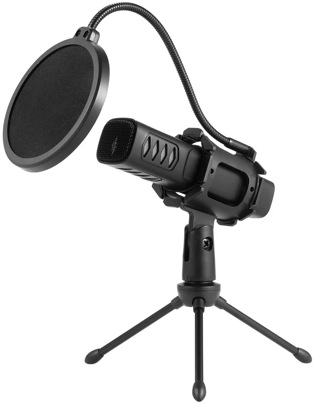 Main image of Yinhing Microphone, Professional Directional Condenser USB Microphone Mic with Anti Spray and Anti Vibration Integrated Frame + Desktop Small Tripod for Computers, Mobile Phones