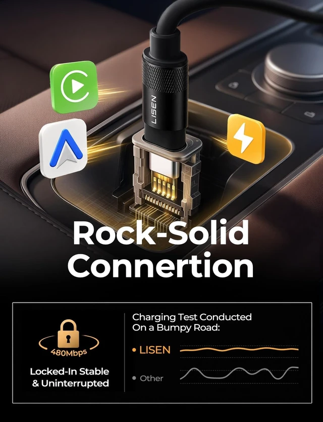 Alt view image 4 of 5 - LISEN Coiled USB C to USB C Cable 2 Pack 60W Android Auto Cable