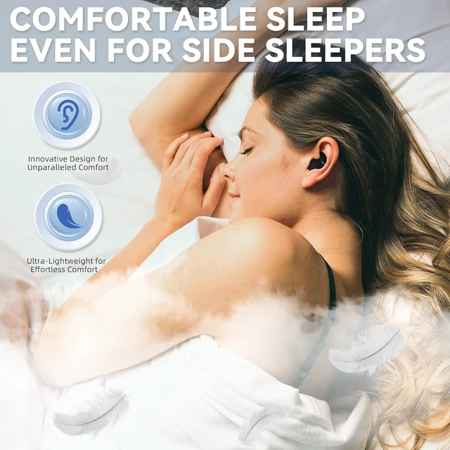 Alt view image 2 of 5 - Mudtun Sleep Earbuds Ultra-Thin Wireless Bluetooth 5.3 Earbuds for Side Sleepers, Noise Blocking Sleep Headphones with 6H Playtime, Ergonomic Mini Design for Small Ears, (Deep Black)