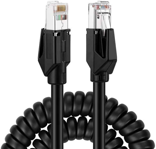 Main image of DRRI CAT6A 10Gbps High Speed Ethernet Cable PUR Double Shielded Drag Chain RJ45 Patch Cord High Flexibility Spring Retractable to 3M for Industrial Automation Security Camera Robot CNC Machine (5M)