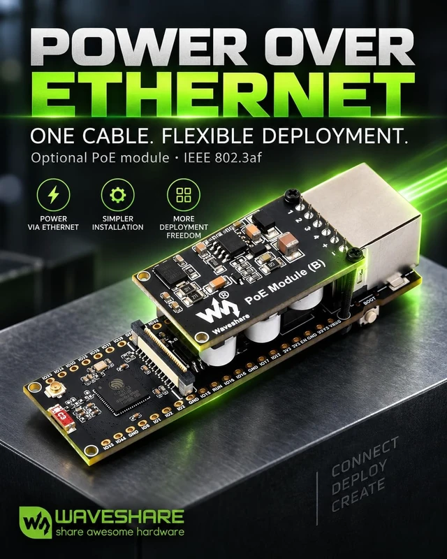 Alt view image 4 of 5 - AmpOhm360 ESP32-S3 Ethernet PoE Module Development Board with Wi-Fi Ble 240MHz Dual Core Microcontroller for IoT DIY Maker Projects SKU-28771