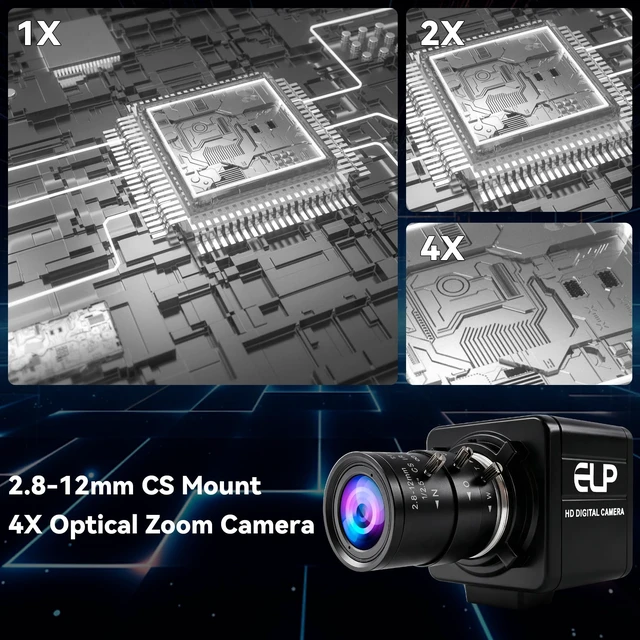 Alt view image 2 of 5 - ELP Monochrome Global Shutter USB Camera, High Speed 640FPS Zoom Webcam