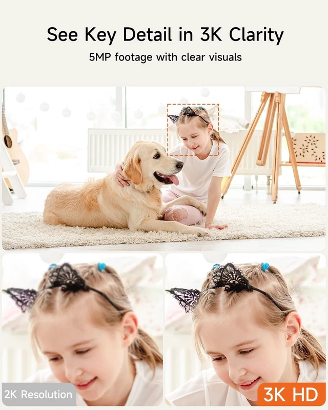 Alt view image 2 of 5 - CINMOORE Smart 3K Indoor Dome Security Camera with AI Human/Pet/Facial Detection, 360 Pan-Tilt Coverage, 2-Way Audio, 2.4GHz 5GHz Dual-Band Wi-Fi - Includes 64GB SD Card & No Subscription Needed
