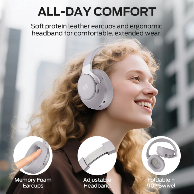 Alt view image 2 of 5 - Oraolo Persona 5th ANC-Wireless Bluetooth Over-Ear Headphones with Microphone, 70H Playtime, Bluetooth 6.0, Comfortable and Foldable Design,Wireless Headsets for Home,Gifts(Purple)
