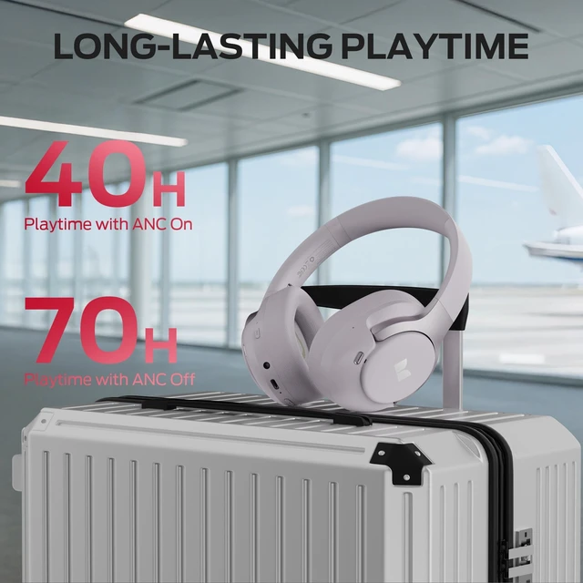 Alt view image 3 of 5 - Oraolo Persona 5th ANC-Wireless Bluetooth Over-Ear Headphones with Microphone, 70H Playtime, Bluetooth 6.0, Comfortable and Foldable Design,Wireless Headsets for Home,Gifts(Purple)