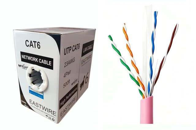 Main image of 10colors-Pink 500ft CAT6 Category Cable, LAN Cable, Network Cable 550MHz