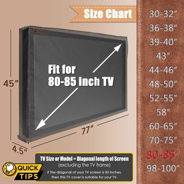 Alt view image 2 of 5 - IC ICLOVER Outdoor TV Cover 80-85 in, Waterproof Weatherproof TV Protector