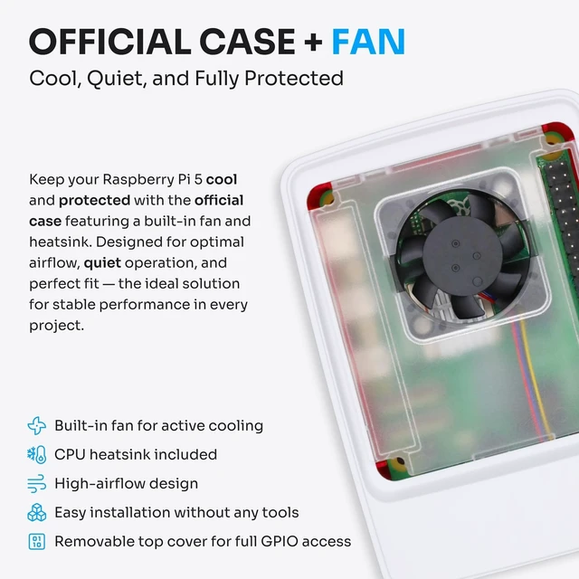 Alt view image 5 of 5 - PiiKit Starter Kit for Raspberry Pi 5 8 GB ^^ 64 GB MicroSD Card ^^ 27 W Power Supply ^^ Case with Integrated Fan and Heat Sink ^^ 4K 60 Hz Micro-HDMI Cable