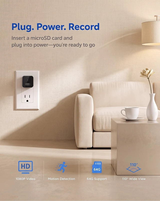 Alt view image 2 of 5 - BRFOZAG Spy Camera Hidden Camera - 1080P Small Camera with Motion Detection - Nanny Cam for Home Indoor Security - 64GB Micro SD Card Included-No WiFi