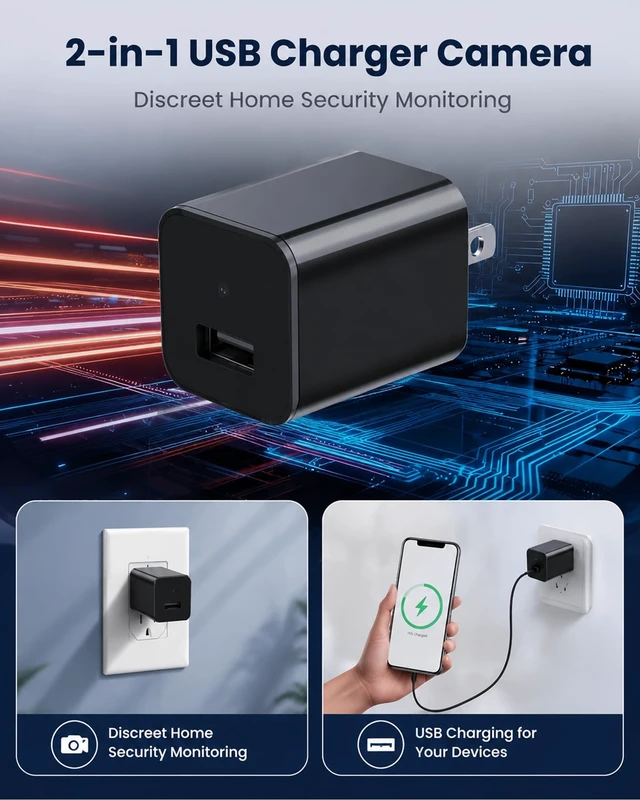 Alt view image 4 of 5 - BRFOZAG Spy Camera Hidden Camera - 1080P Small Camera with Motion Detection - Nanny Cam for Home Indoor Security - 64GB Micro SD Card Included-No WiFi