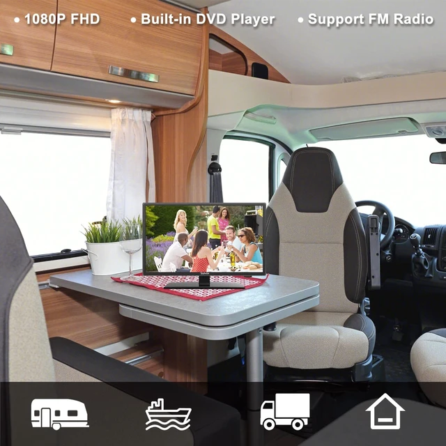 Alt view image 4 of 5 - SYLVOX 27 inch RV TV, 12V TV with DVD Player Built-in, 1080P Flat Screen